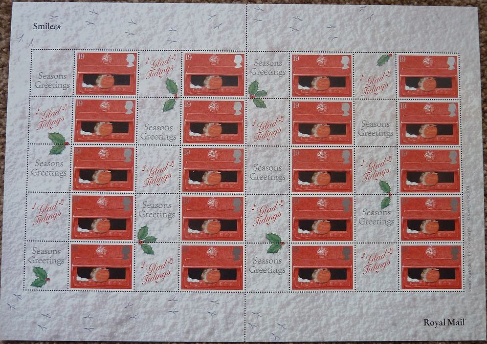 2001 GB - LS02a - Xmas Robins Smiler Sheet (20) *CONSIGNIA* MNH 2001 GB - LS02a - Xmas Robins Smiler Sheet (20) *CONSIGNIA* MNH